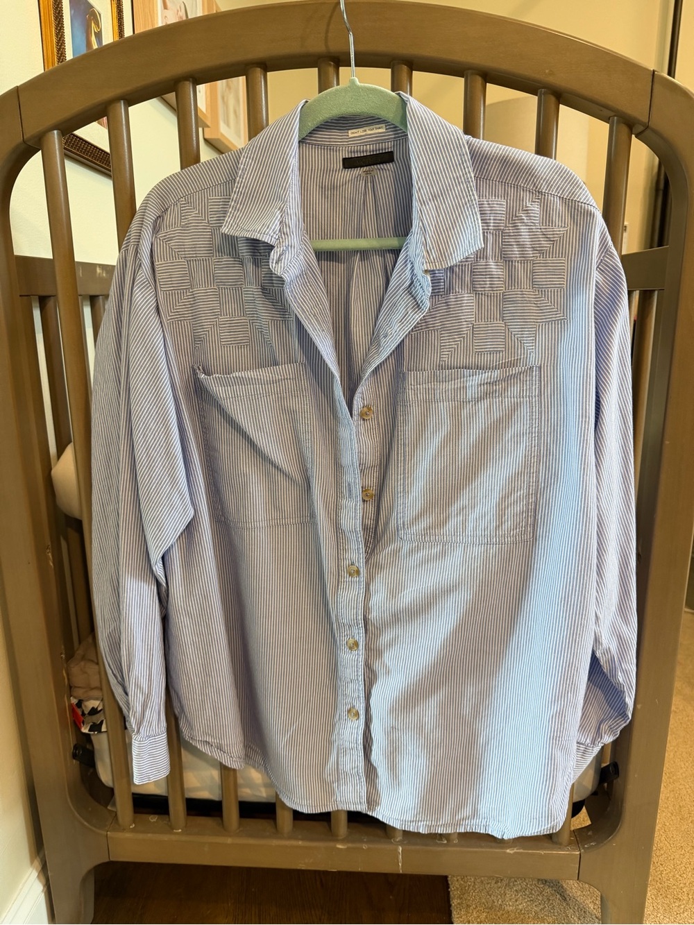 Mother Denim Light Blue Striped Women’s Button-Up Shirt
